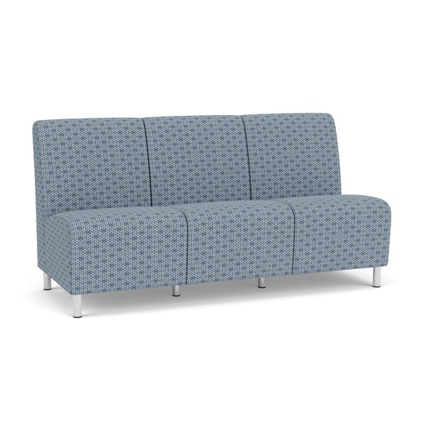 Lesro Siena Lounge Reception Armless 3 Seat Tandem Seating No Center Arms, Brushed Steel, RS RainSong Uph SN3102 - main